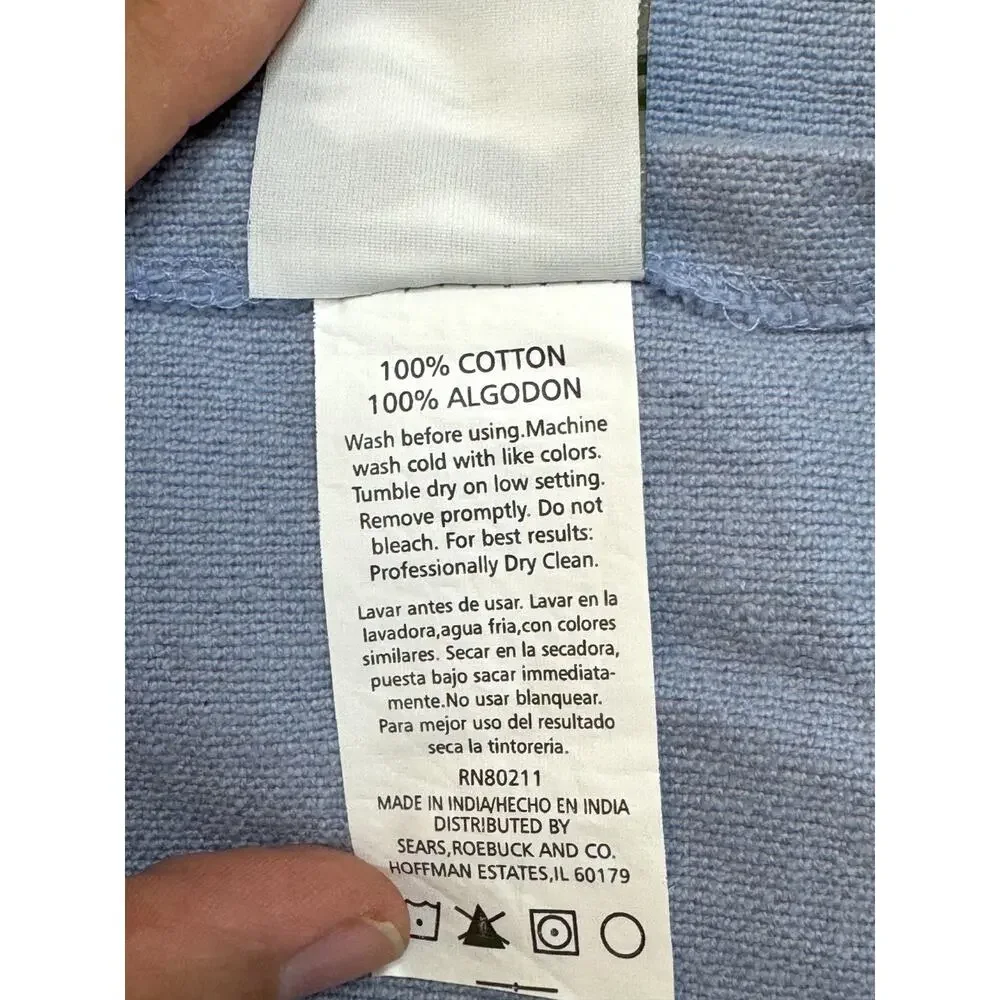 Pillow Sham Whole Home 100% Cotton Blue Embroidered 21x21